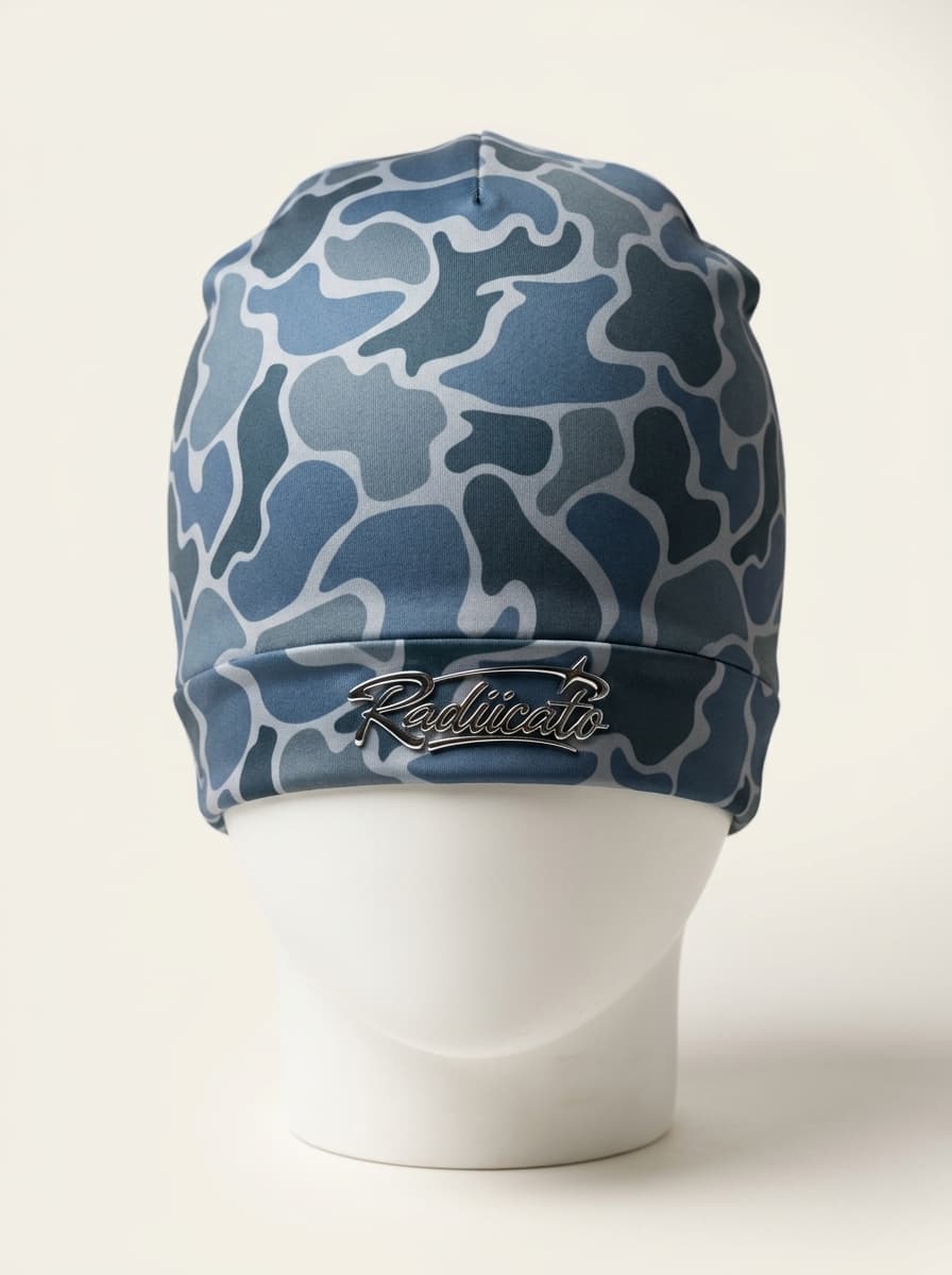 Radiicato Skull Cap in Midnight Blue Camo with Chrome Insignia